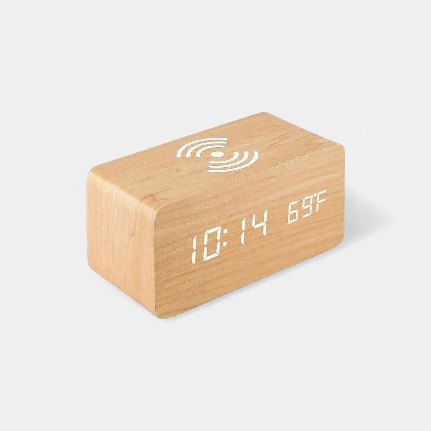 Réveil en Bois avec Chargeur Sans Fil - Réveil & Vous
