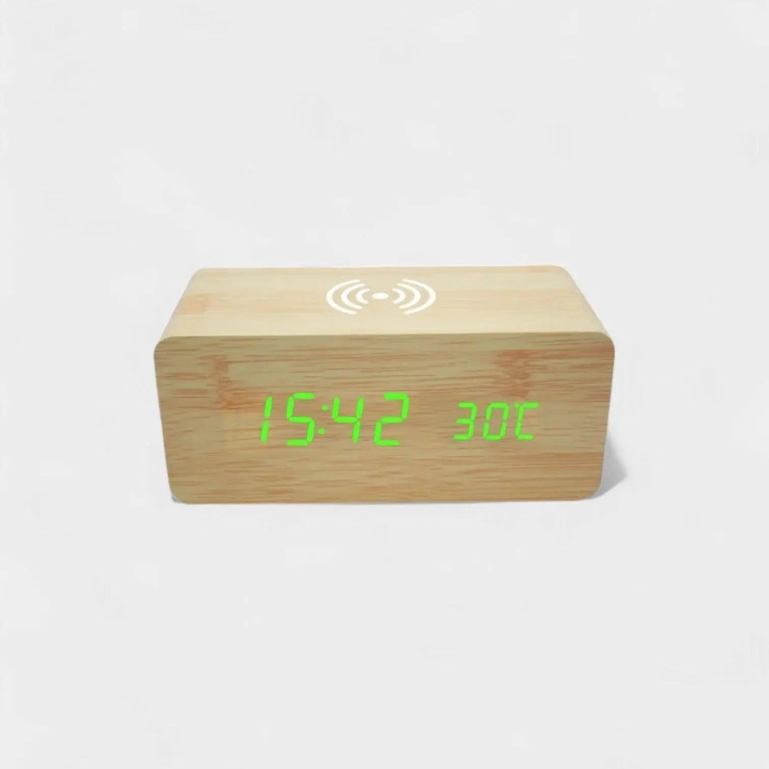 Réveil en Bois avec Chargeur Sans Fil - Réveil & Vous