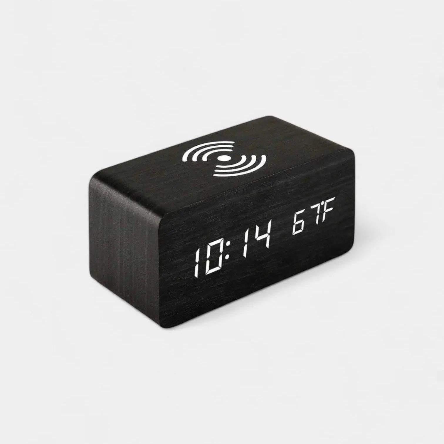Réveil en Bois avec Chargeur Sans Fil - Réveil & Vous