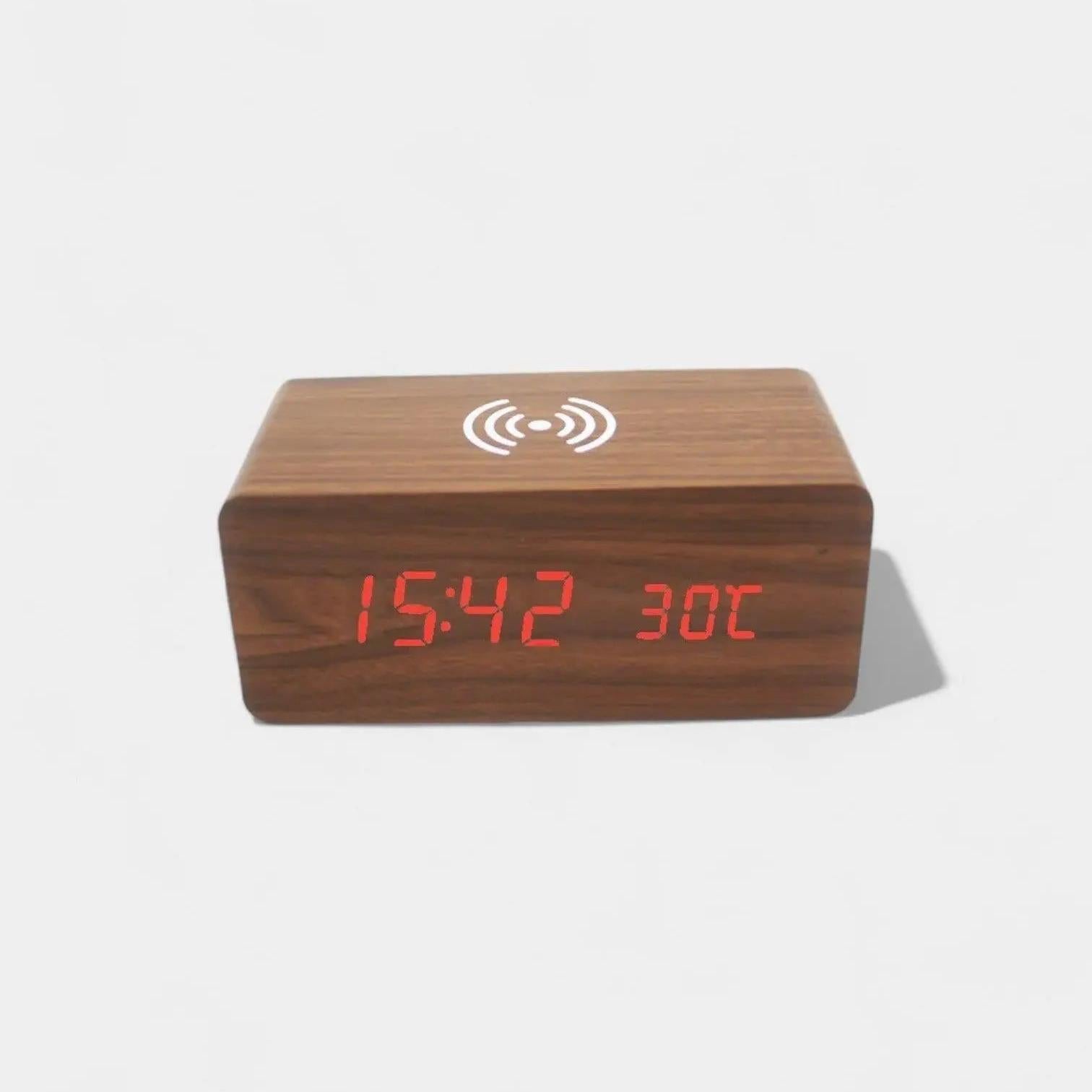 Réveil en Bois avec Chargeur Sans Fil - Réveil & Vous