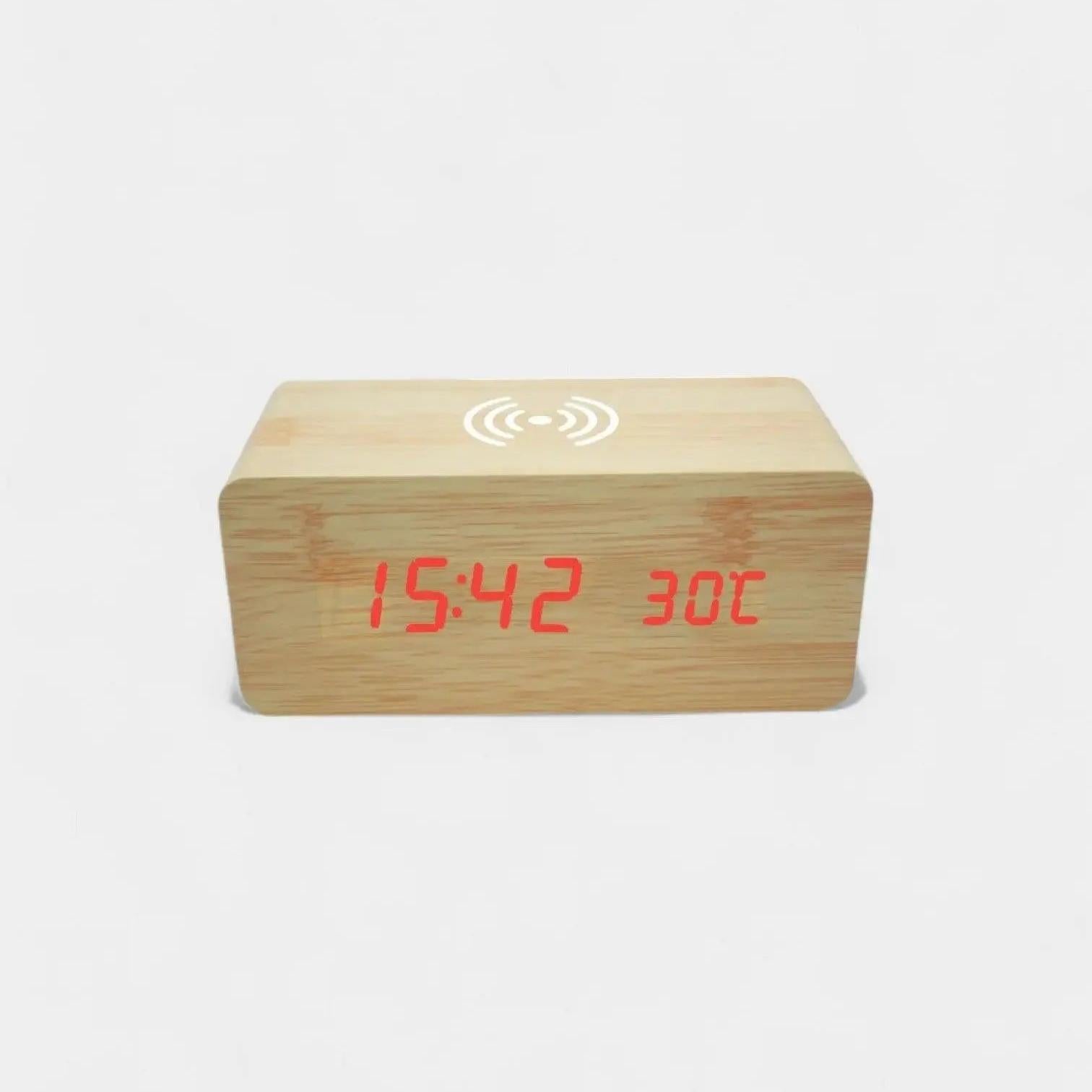 Réveil en Bois avec Chargeur Sans Fil - Réveil & Vous