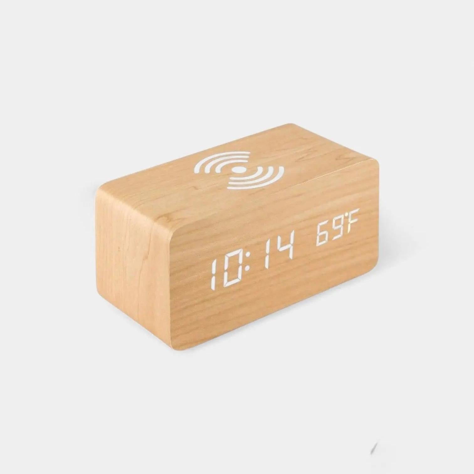 Réveil en Bois avec Chargeur Sans Fil - Réveil & Vous