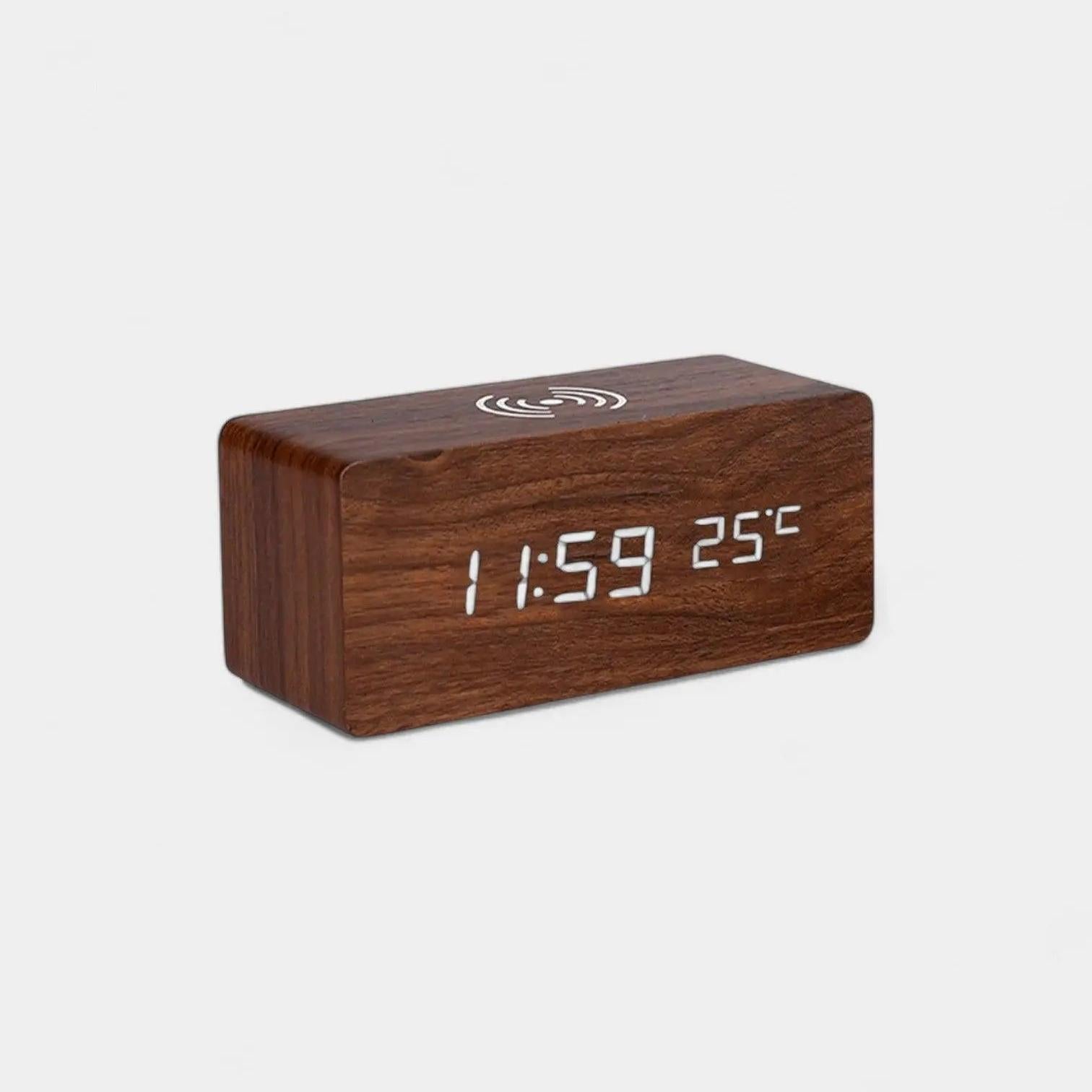 Réveil Chargeur en Bois - Réveil & Vous