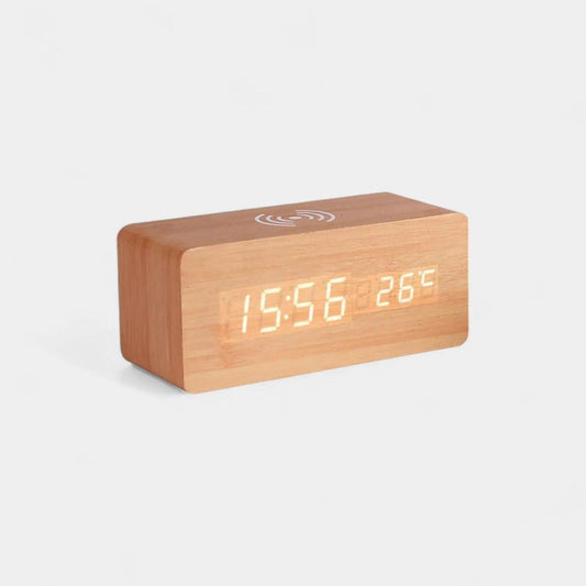 Réveil Chargeur en Bois - Réveil & Vous