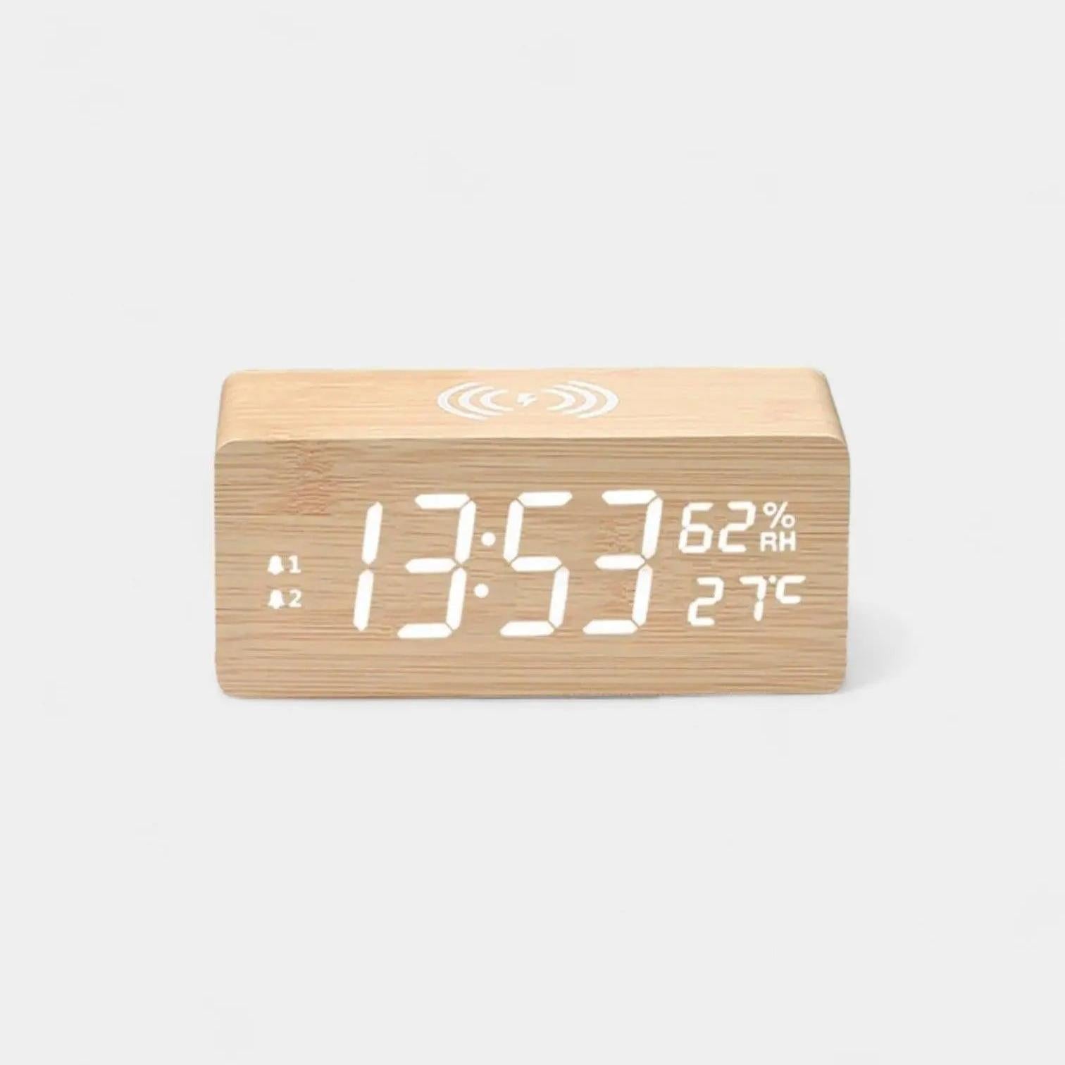 Réveil en Bois avec Chargeur Induction - Réveil & Vous