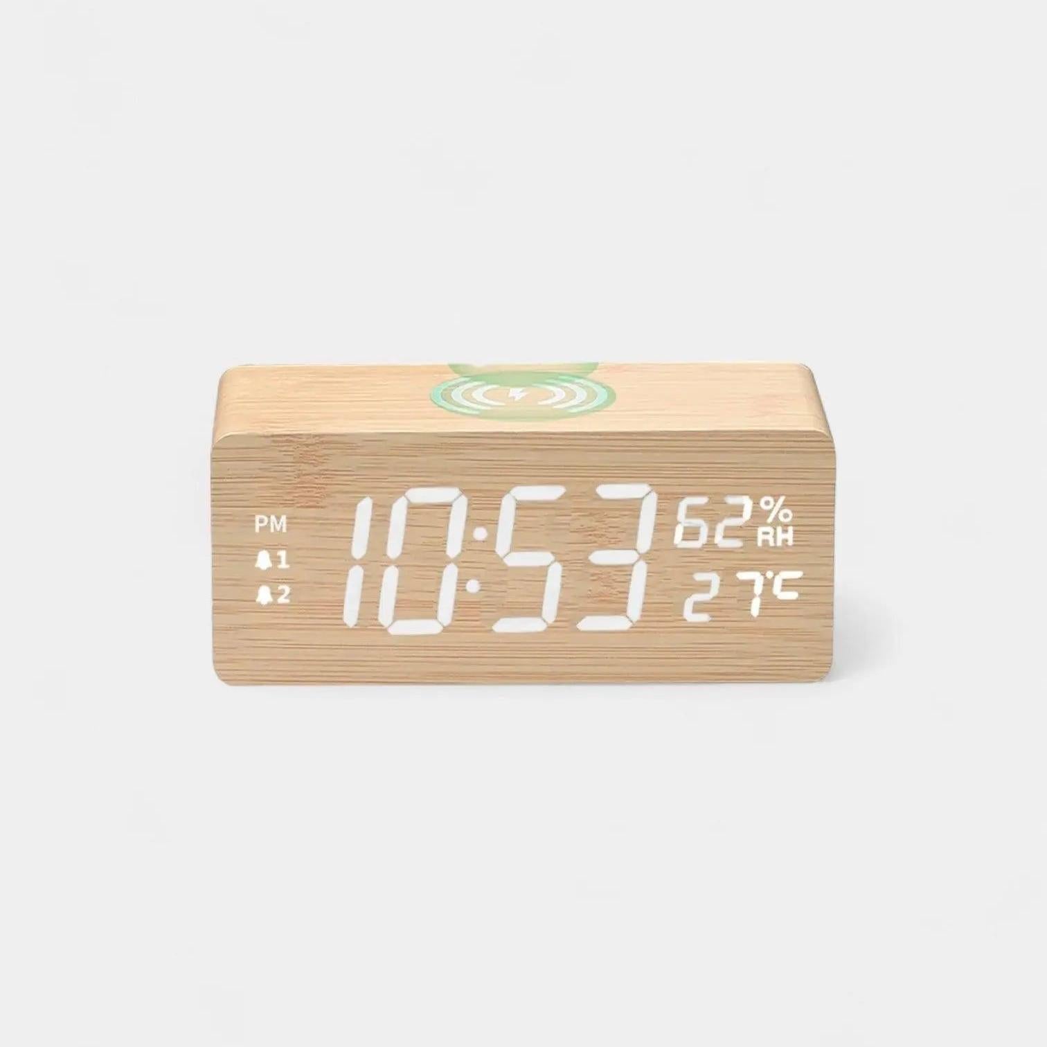 Réveil en Bois avec Chargeur Induction - Réveil & Vous
