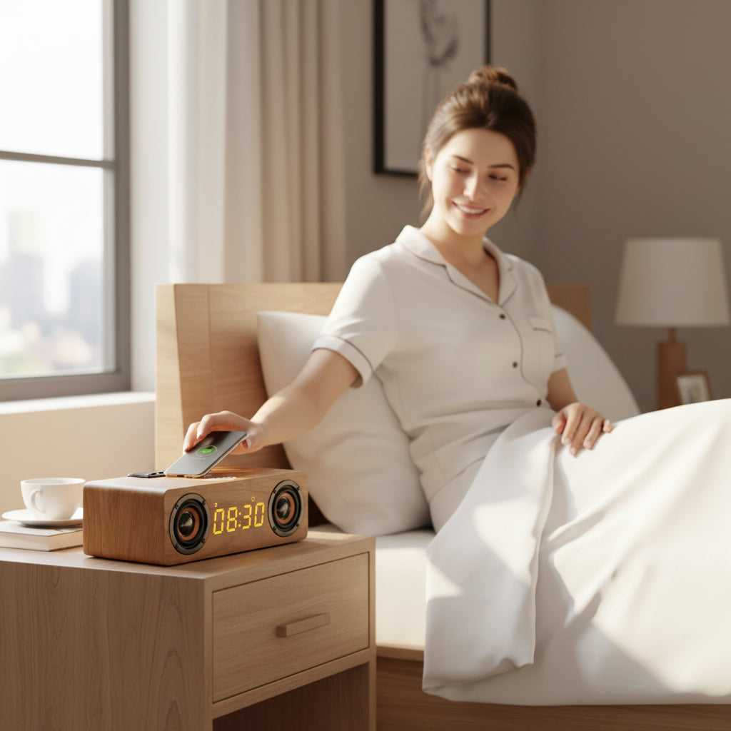 Réveil Connecté Bois Enceinte
